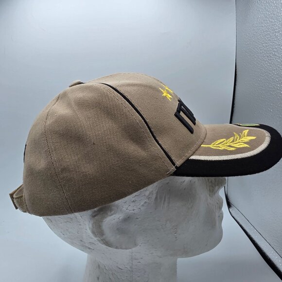 Italia Adults Beige Black Baseball Cap Stars Laurel Leaves Flag Adjustable - Picture 4 of 9